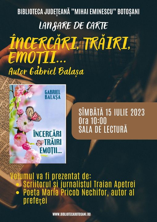 Lansare de carte - autor Gabriel BALAȘA